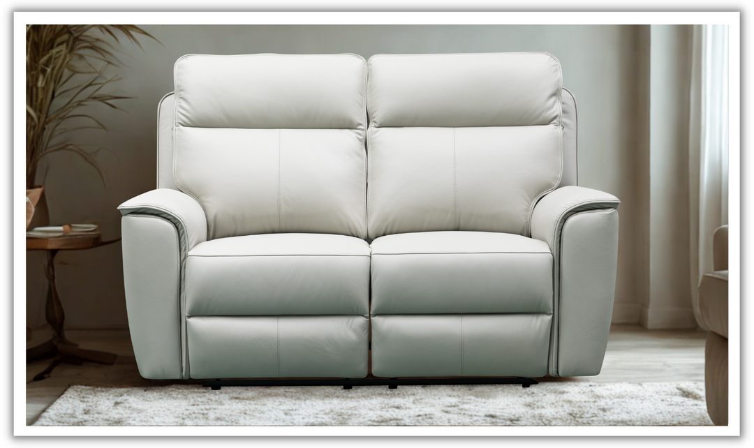 Klaussner Venezia Italian Leather White Recliner Loveseat with Power Motion-Jennifer Furniture