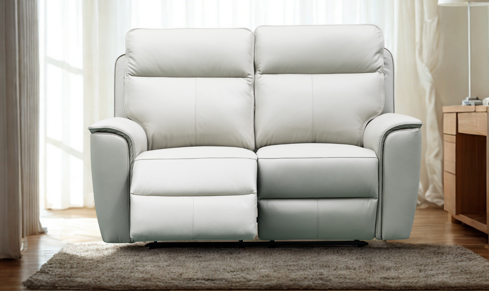 Klaussner Venezia Italian Leather White Recliner Loveseat with Power Motion-Jennifer Furniture