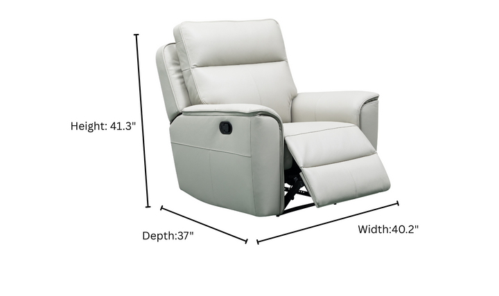 Klaussner Venezia Leather White Recliner Chair-Jennifer Furniture