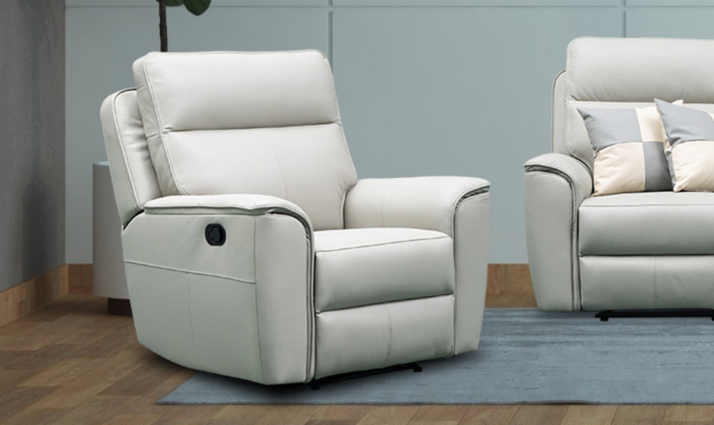 Klaussner Venezia Leather White Recliner Chair-Jennifer Furniture