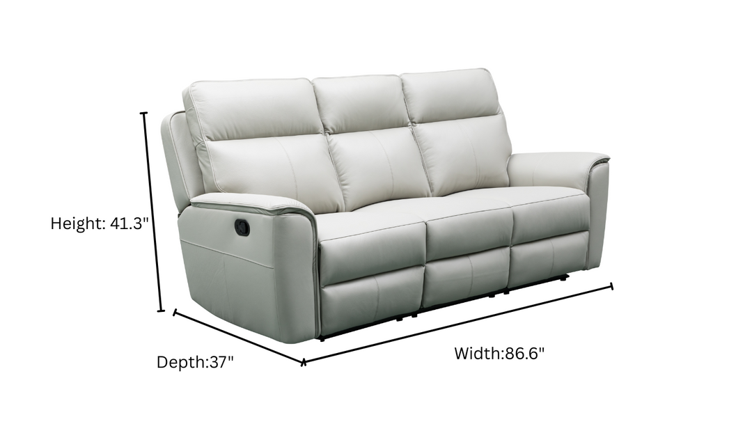 Klaussner Venezia Leather White Recliner Sofa-Jennifer Furniture