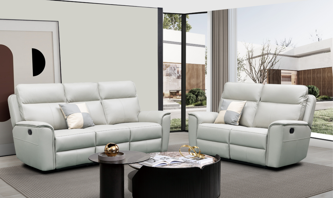 Klaussner Venezia White Italian Leather Living Room Sofa Set-Jennifer Furniture
