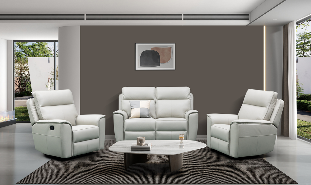 Klaussner Venezia White Italian Leather Living Room Sofa Set-Jennifer furniture