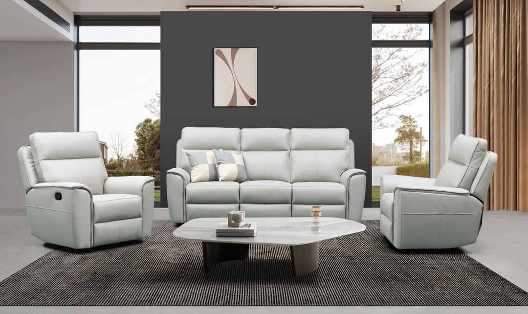 Klaussner Venezia White Italian Leather Living Room Sofa Set-Jennifer furniture