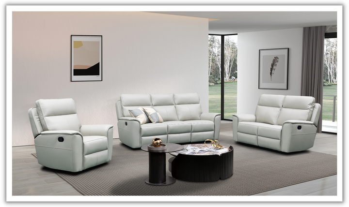 Klaussner Venezia leather white Living Room Set-Jennifer Furniture