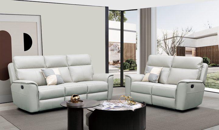 Klaussner Venezia leather white Living Room Set-Jennifer Furniture