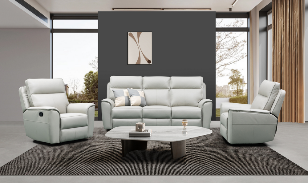 Klaussner Venezia leather white Living Room Set-Jennifer Furniture