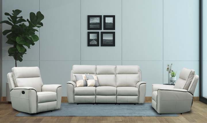 Klaussner Venezia leather white Living Room Set-Jennifer Furniture