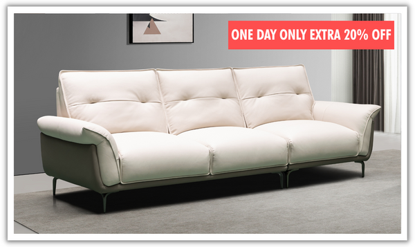 Klaussner Vento 3-seater Leather Sofa with Cushion Seat and Tufted