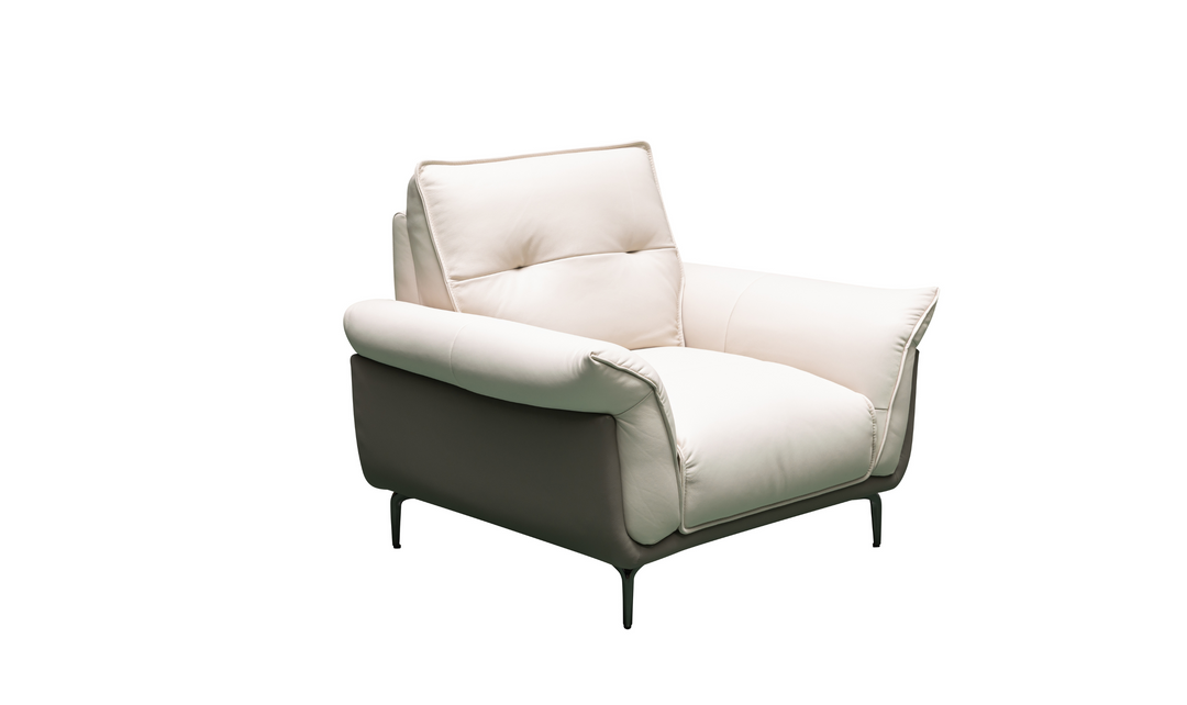 Klaussner Vento Leather Ivory Accent Chair with Feather-filled back cushion-Jennifer Furniture