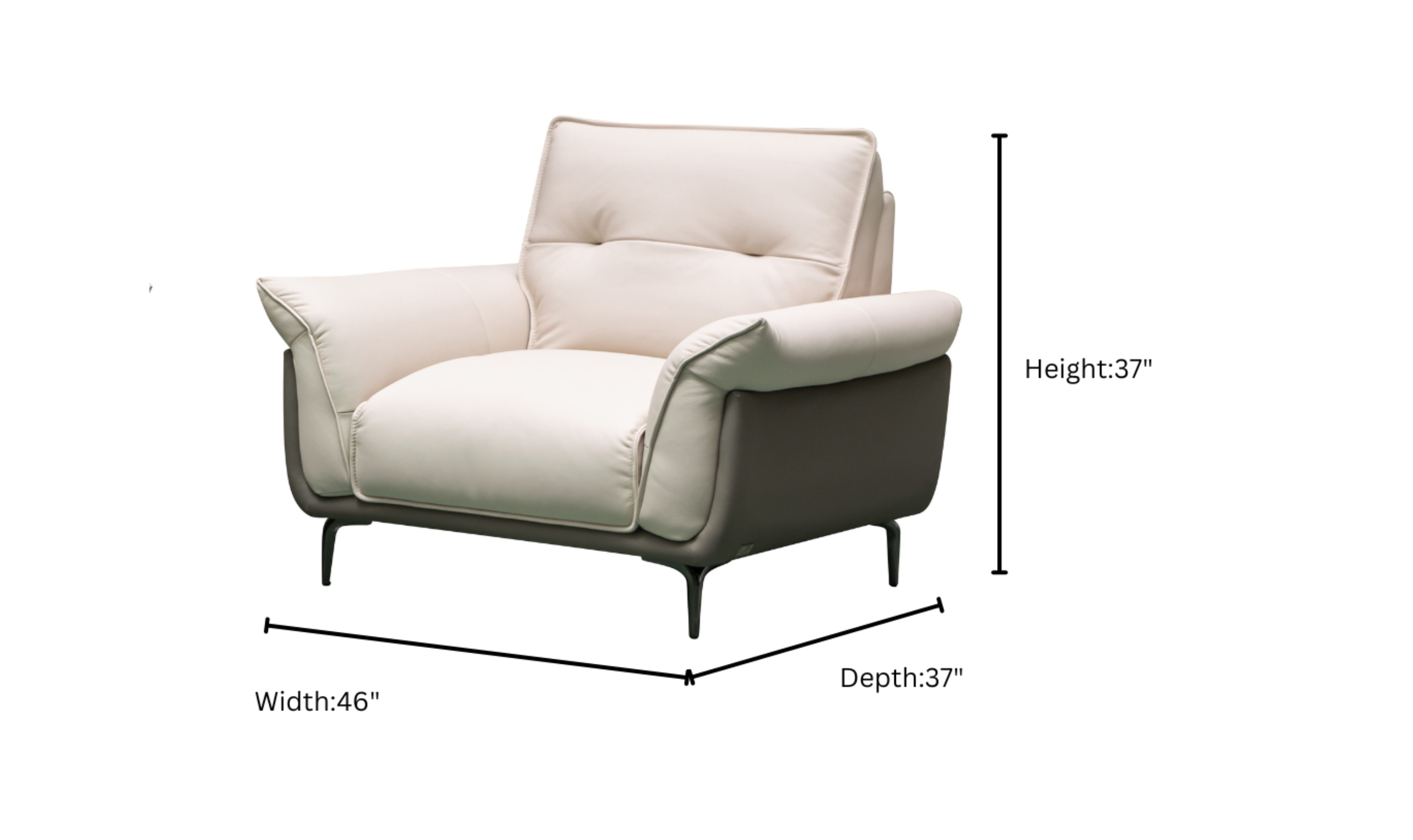 Klaussner Vento Leather Ivory Accent Chair with Feather-filled back cushion-Jennifer Furniture