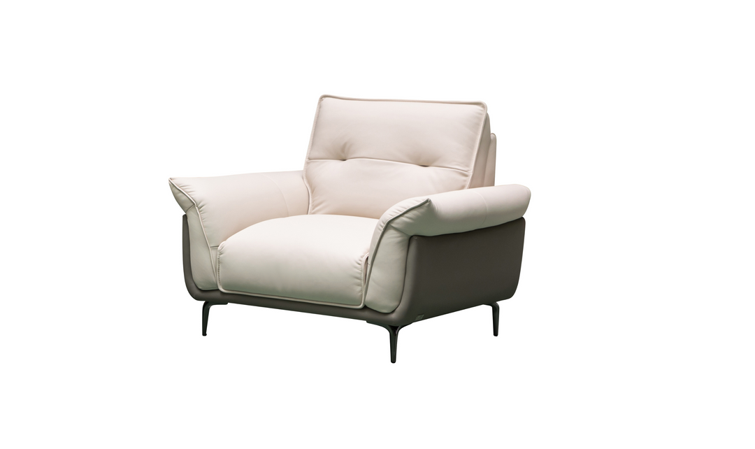 Klaussner Vento Leather Ivory Accent Chair with Feather-filled back cushion-Jennifer Furniture