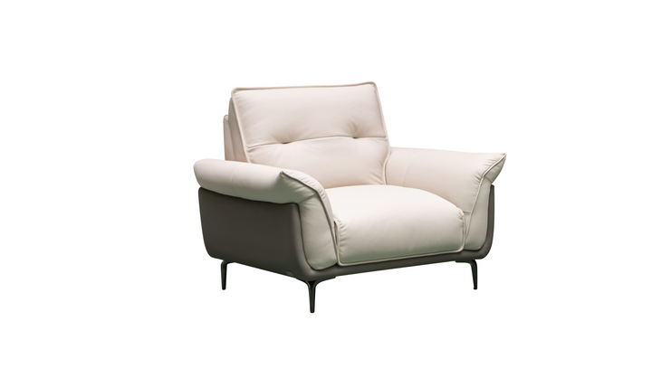 Klaussner Vento Leather Ivory Accent Chair with Feather-filled back cushion-Jennifer Furniture
