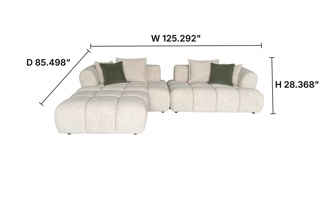 Klaussner Volterra Fabric Square Arms Sectional Sofa with Chaise-Jennifer Furniture