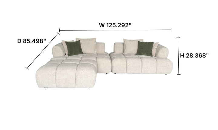 Klaussner Volterra Fabric Square Arms Sectional Sofa with Chaise-Jennifer Furniture