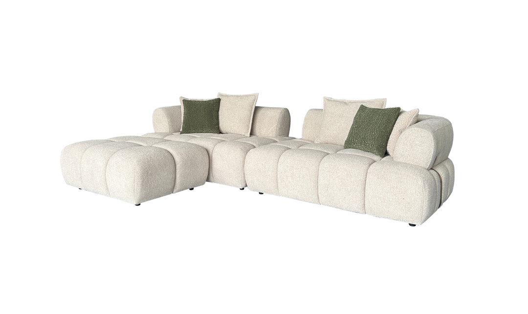 Klaussner Volterra Fabric Square Arms Sectional Sofa with Chaise