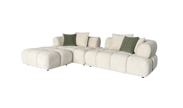 Klaussner Volterra Fabric Square Arms Sectional Sofa with Chaise