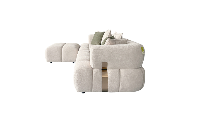 Klaussner Volterra Fabric Square Arms Sectional Sofa with Chaise-Jennifer Furniture