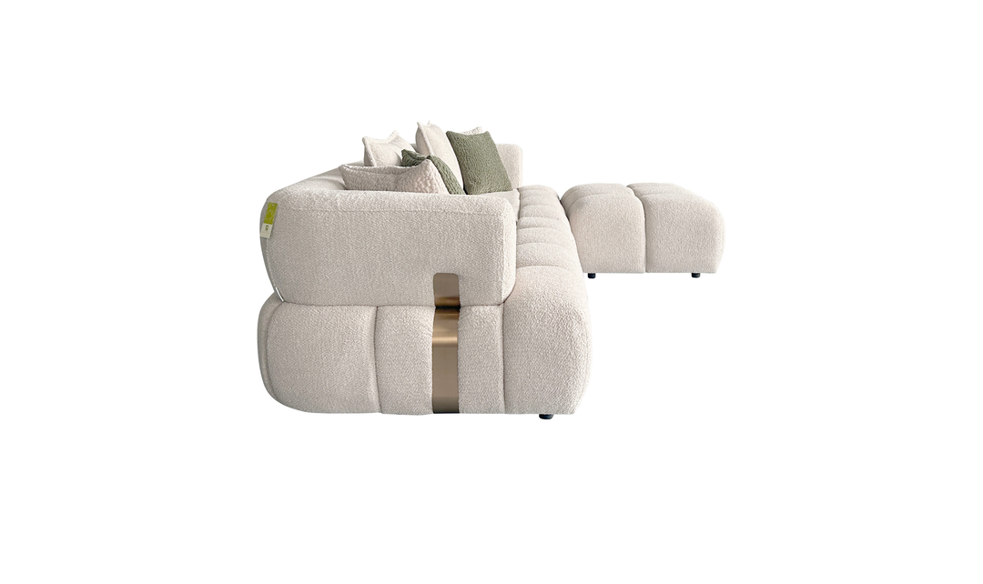 Klaussner Volterra Fabric Square Arms Sectional Sofa with Chaise-Jennifer Furniture