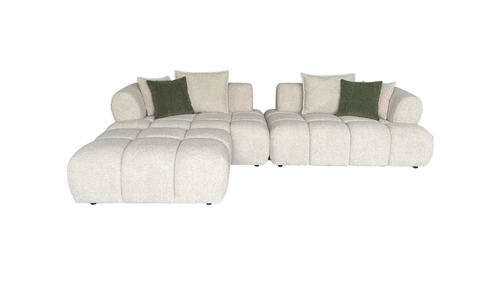 Klaussner Volterra Fabric Square Arms Sectional Sofa with Chaise-Jennifer Furniture