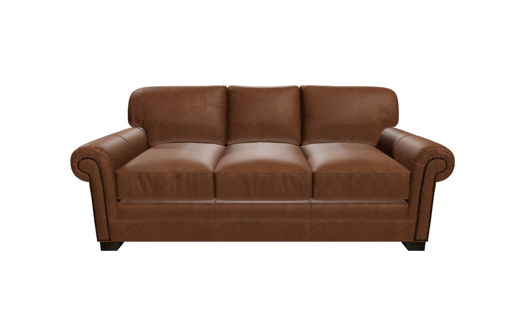 Klaussner Wellington Leather Traditional Rolled Arm Sofa Collection-jennifer Furniture