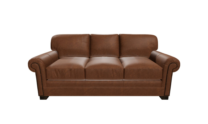 Klaussner Wellington Leather Traditional Rolled Arm Sofa Collection-jennifer Furniture