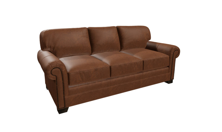 Klaussner Wellington Leather Traditional Rolled Arm Sofa Collection-jennifer Furniture
