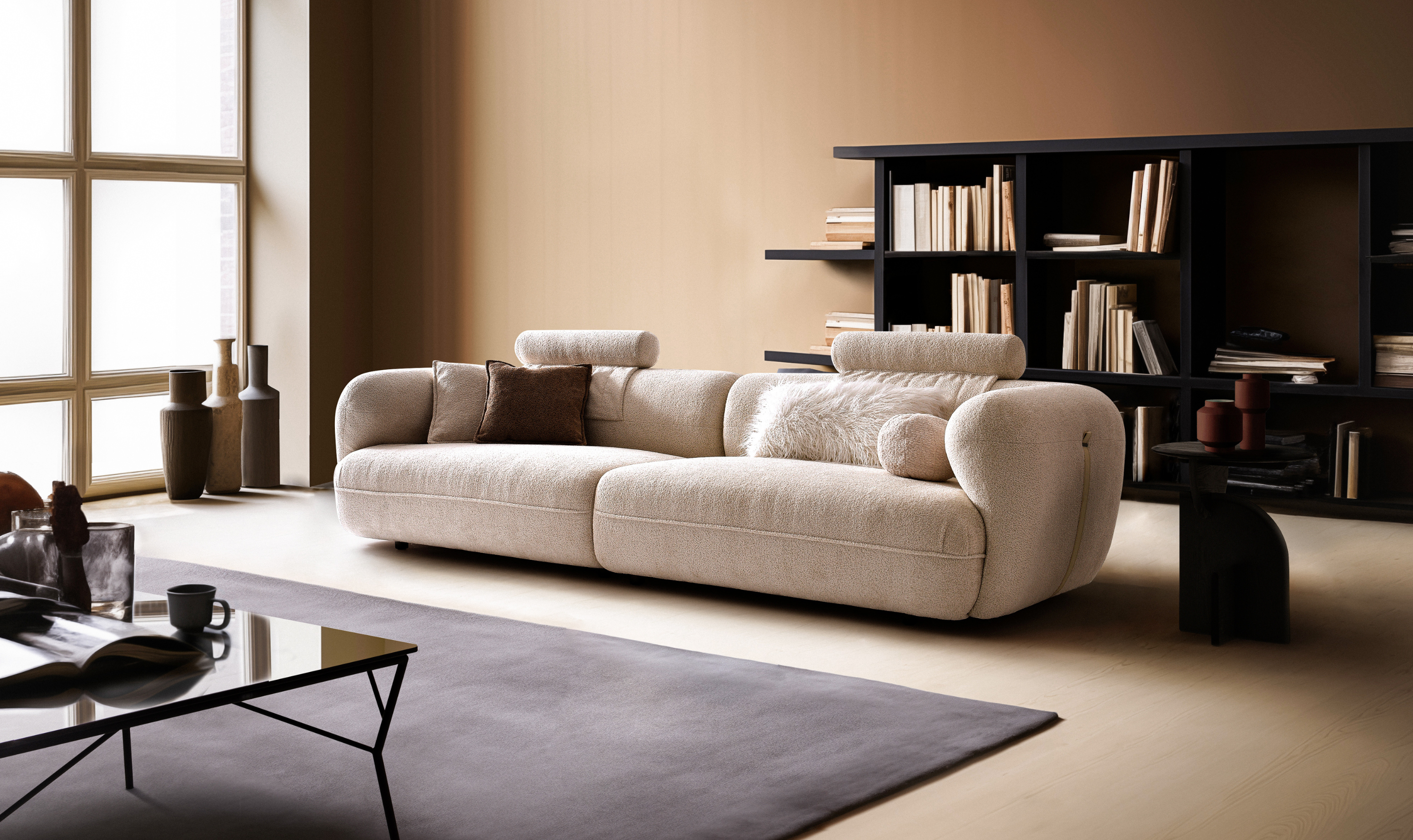Klaussner Accordo Cream Fabric Sofa-Jennifer Furniture