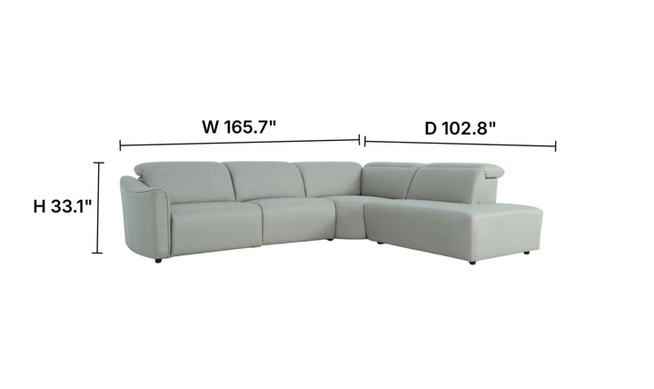 Klaussner Alcott Fabric Power Recliner Sectional Sofa with Chaise