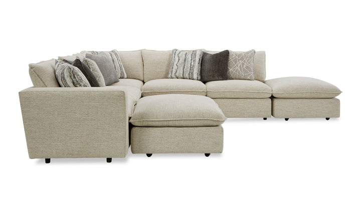 Klaussner Alderbrook Fabric Modular Sectional Sofa with Bumper Ottoman-Jennifer Furniture