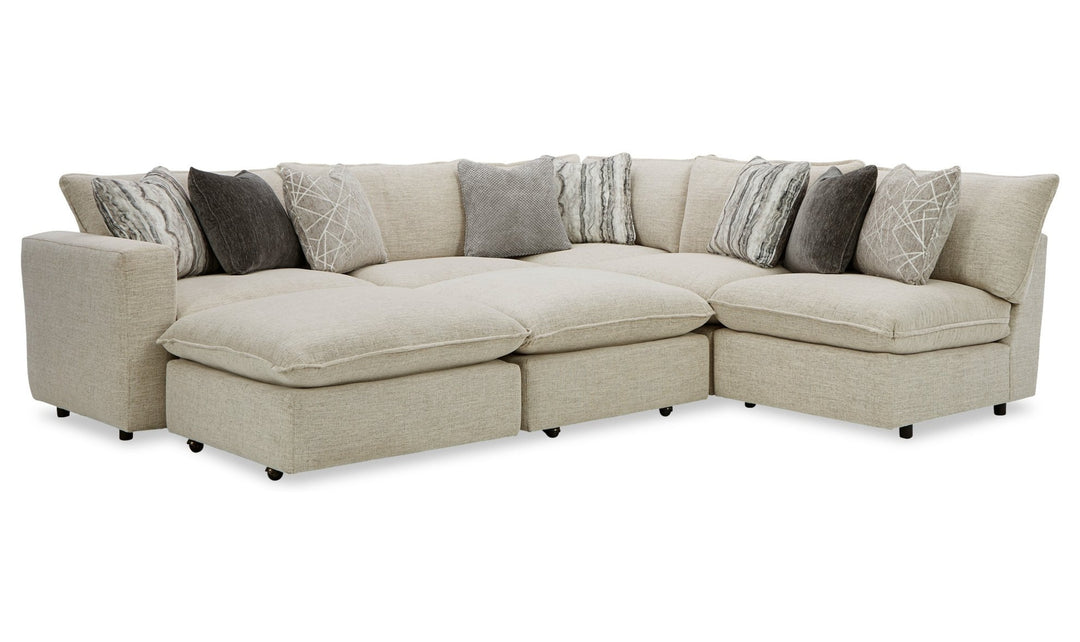 Klaussner Alderbrook Fabric Modular Sectional Sofa with Bumper Ottoman