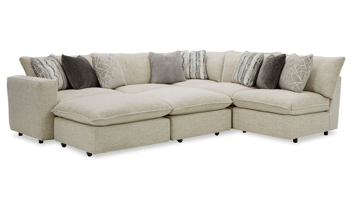 Klaussner Alderbrook Fabric Modular Sectional Sofa with Bumper Ottoman