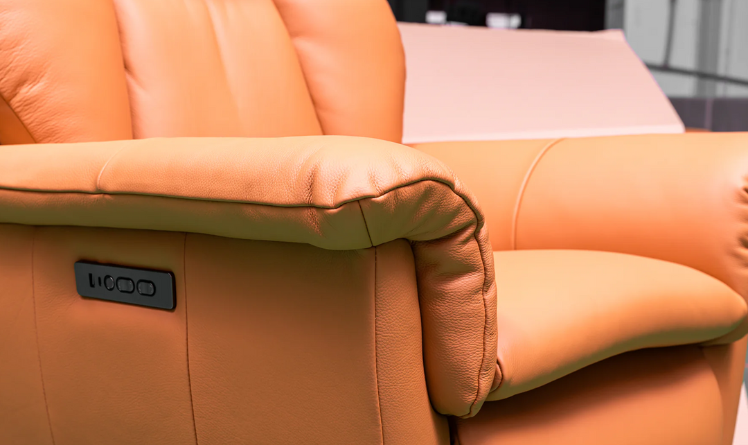 Klaussner Alessandro Double Power Recliner Leather Swivel Chair with Cushion Arms-Jennifer Furniture