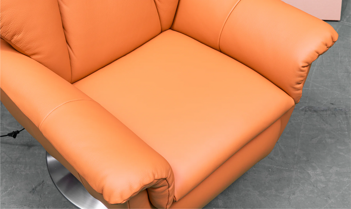 Klaussner Alessandro Double Power Recliner Leather Swivel Chair with Cushion Arms-Jennifer Furniture