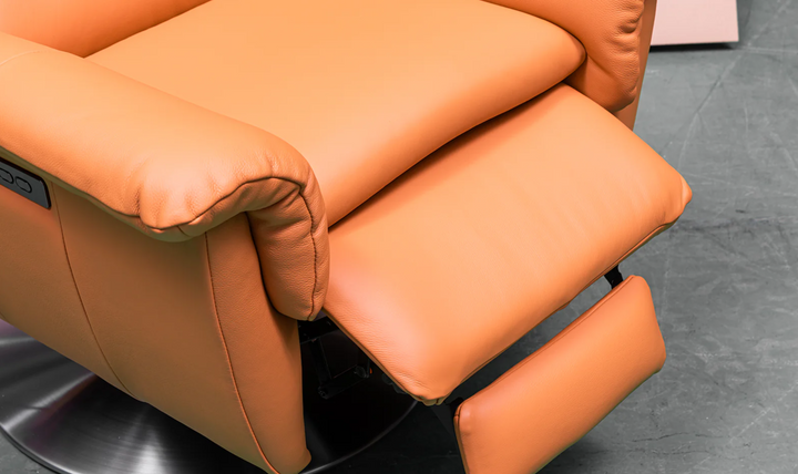 Klaussner Alessandro Double Power Recliner Leather Swivel Chair with Cushion Arms-Jennifer Furniture