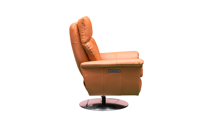 Klaussner Alessandro Double Power Recliner Leather Swivel Chair with Cushion Arms-Jennifer Furniture