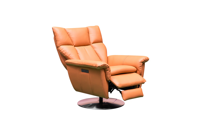 Klaussner Alessandro Double Power Recliner Leather Swivel Chair with Cushion Arms-Jennifer Furniture