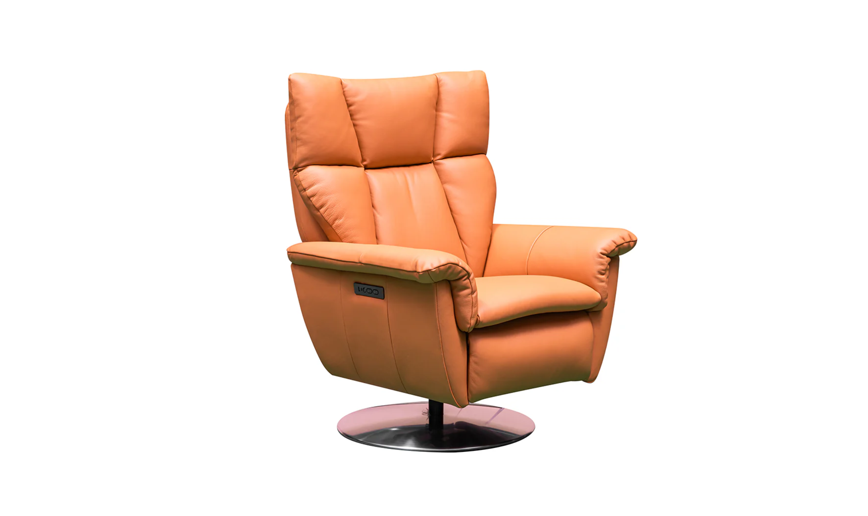 Klaussner Alessandro Double Power Recliner Leather Swivel Chair with Cushion Arms-Jennifer Furniture