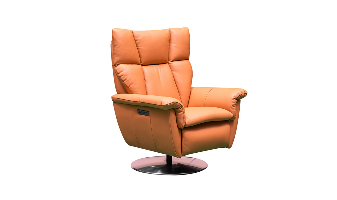 Klaussner Alessandro Double Power Recliner Leather Swivel Chair with Cushion Arms-Jennifer Furniture