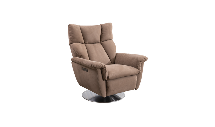 Klaussner Alessandro Double Power Recliner Leather Swivel Chair with Cushion Arms-Jennifer Furniture