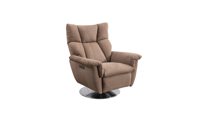 Klaussner Alessandro Double Power Recliner Leather Swivel Chair with Cushion Arms-Jennifer Furniture