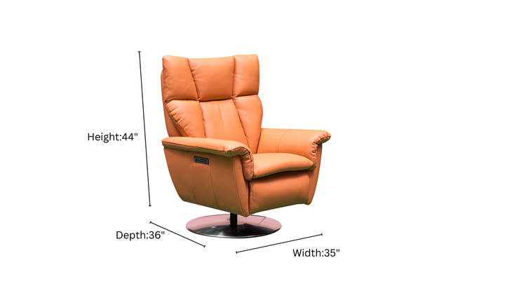 Klaussner Alessandro Double Power Recliner Leather Swivel Chair with Cushion Arms-Jennifer Furniture