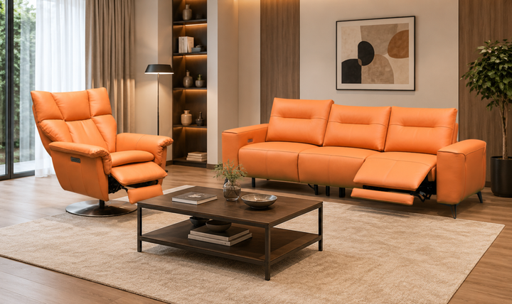 Klaussner Alessandro Italian Leather Power Reclining Living Room Set