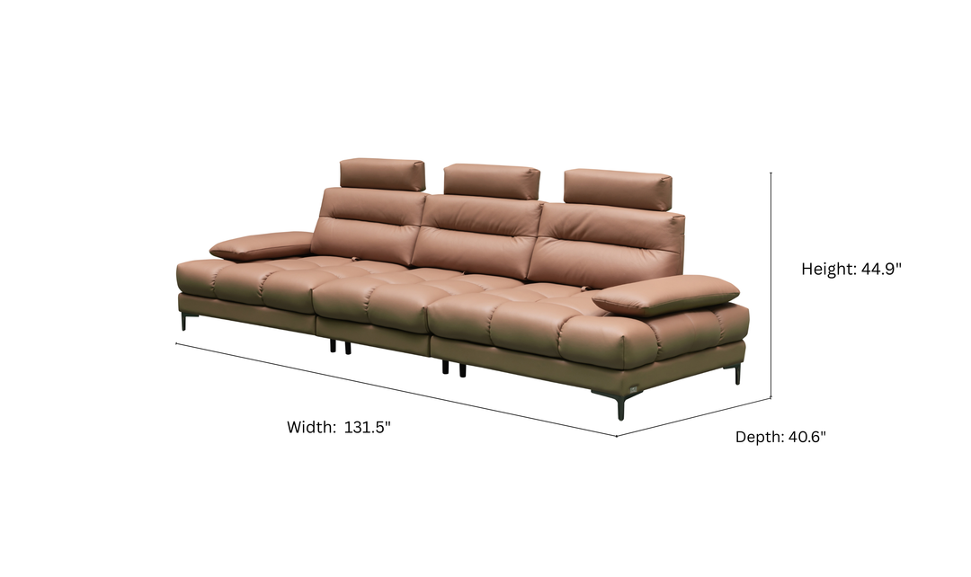 Klaussner Altavero Stationery Sofa With Deep Seating & Adjustable Headrest