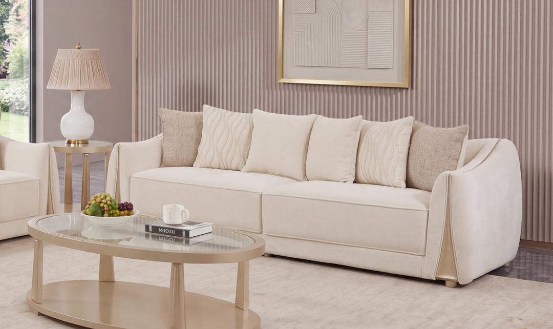 Klaussner Amarylis Extra-Large Four Seater Sofa in Champagne Gold Finish