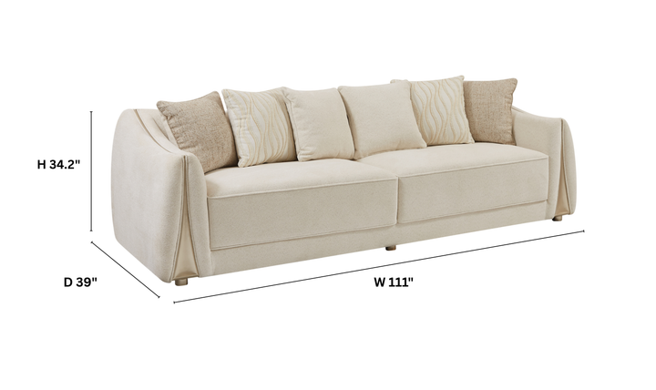 Klaussner Amarylis Extra-Large Four Seater Sofa in Champagne Gold Finish