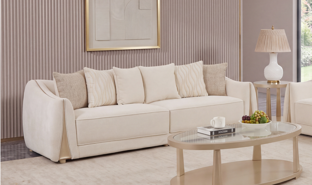Klaussner Amarylis Extra-Large Four Seater Sofa in Champagne Gold Finish