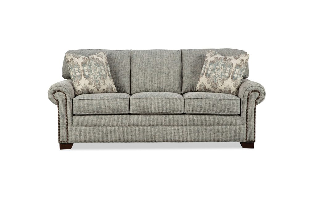 Klaussner Artisan Fabric Roll Arm Living Room Set with Nailhead Trim