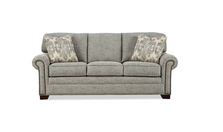 Klaussner Artisan Fabric Roll Arm Living Room Set with Nailhead Trim