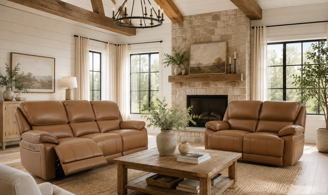Klaussner Ashton Leather Power Reclining Living Room Set